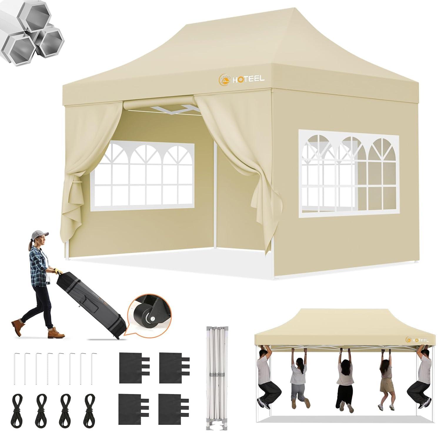 HOTEEL 10'Wx20'D Heavy Duty Pop up Canopy Tent with 6 sidewalls Easy Up Commercial Outdoor