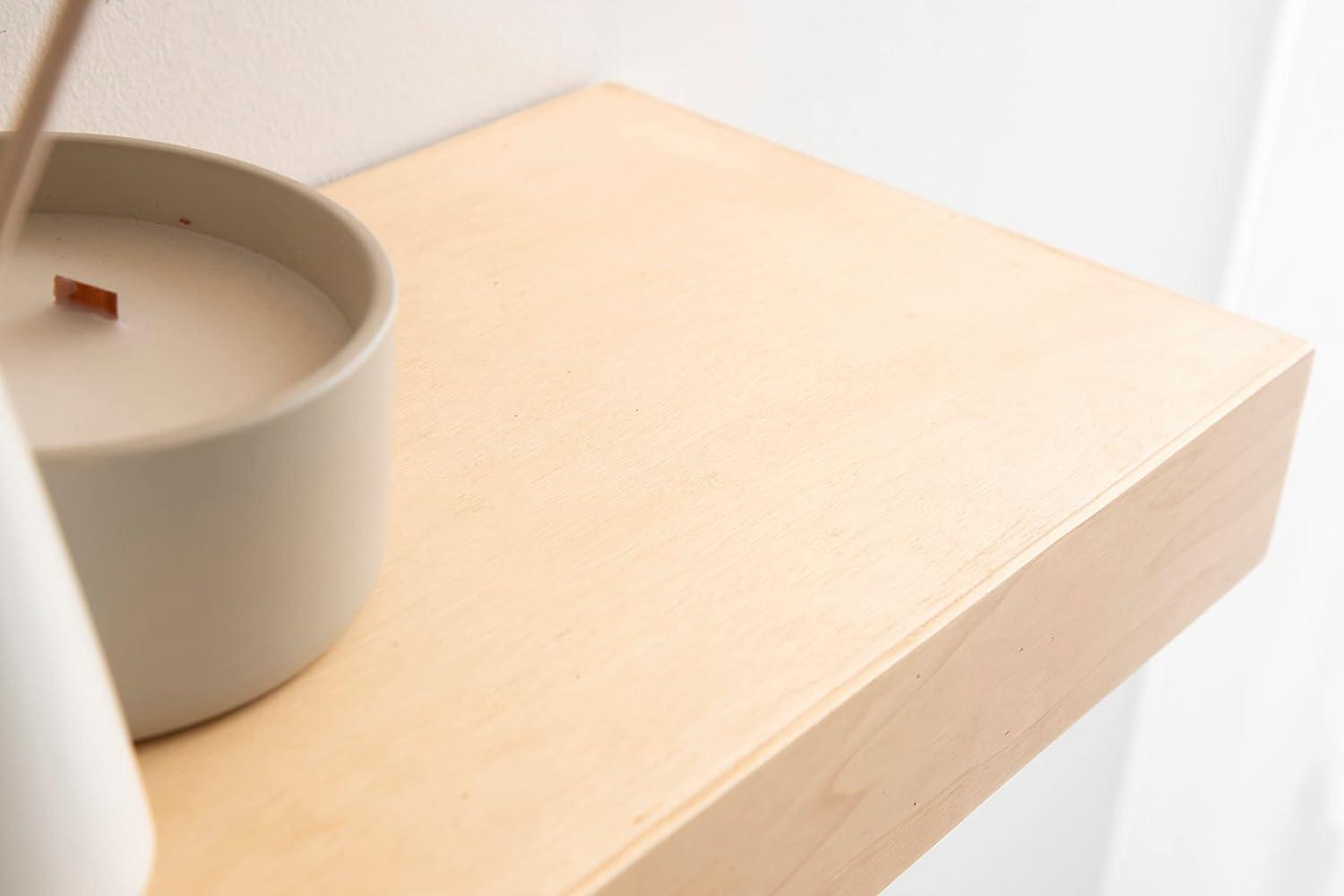 Kate and Laurel Havlock Rectangle MDF Floating Shelf, 2 Piece 18 Inch, Natural