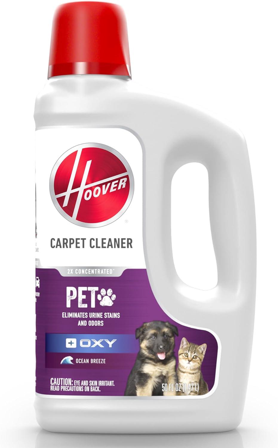 Hoover Hoover Oxy Pet Urine & Stain Eliminator Carpet Cleaning Shampoo, Concentrated Machine Cleaner Solution, 116 Fl Oz Formula, White, Ah31938