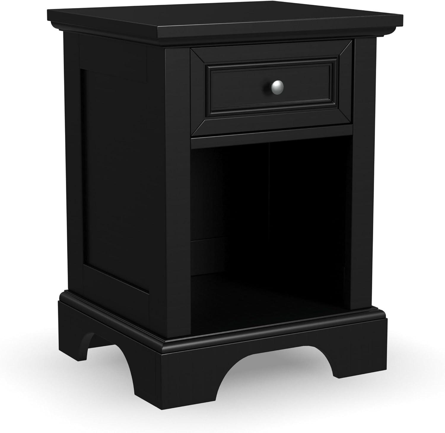 Stately Bedford Black Nightstand with 1 Drawer - Sleek Design