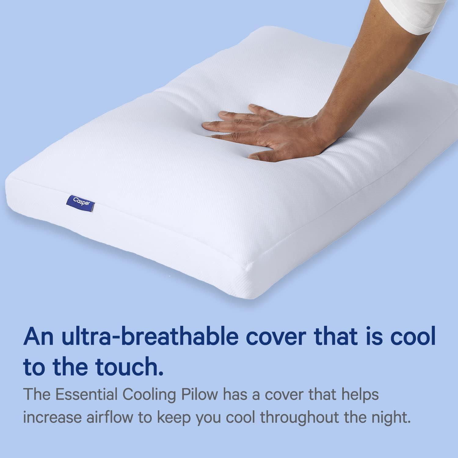 Essential White Polyester Cooling Pillow, Standard Size