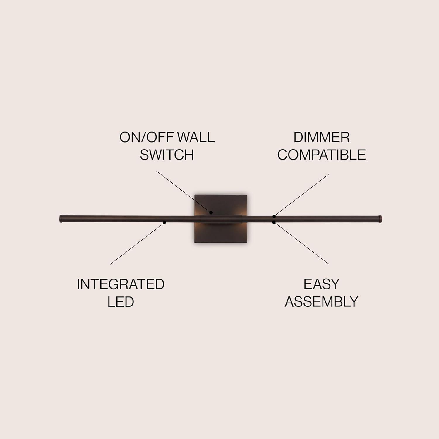 JONATHAN Y Makena 16.25" Modern Minimalist Dimmable Integrated LED Metal Wall Sconce, Oil Rubbed Bronze