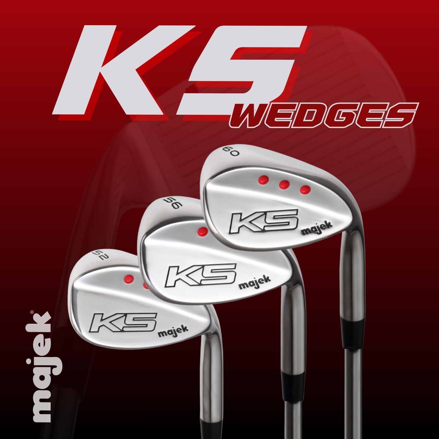 Majek Golf Senior Men's Complete Wedge Set: 52° Gap Wedge (GW), 56° Sand Wedge (SW), 60° Lob Wedge (LW) Right Handed Senior Flex Steel Shaft