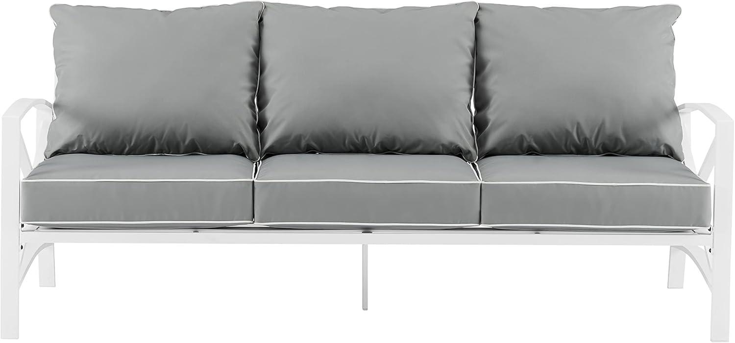 Kaplan Outdoor Metal Sofa White with Gray Cushions - Crosley