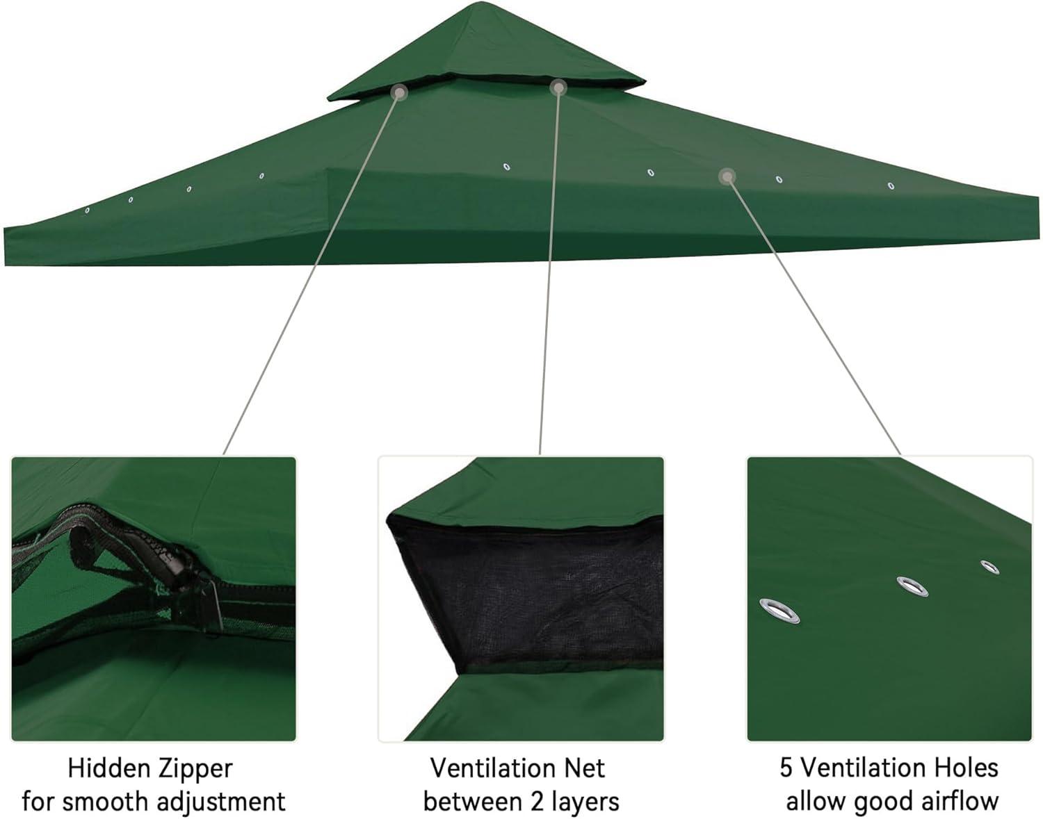 Yescom Yescom Canopy Top Replacement for 2-Tier Crescent TJSG081 Gazebo Outdoor Garden Yard Patio Cover