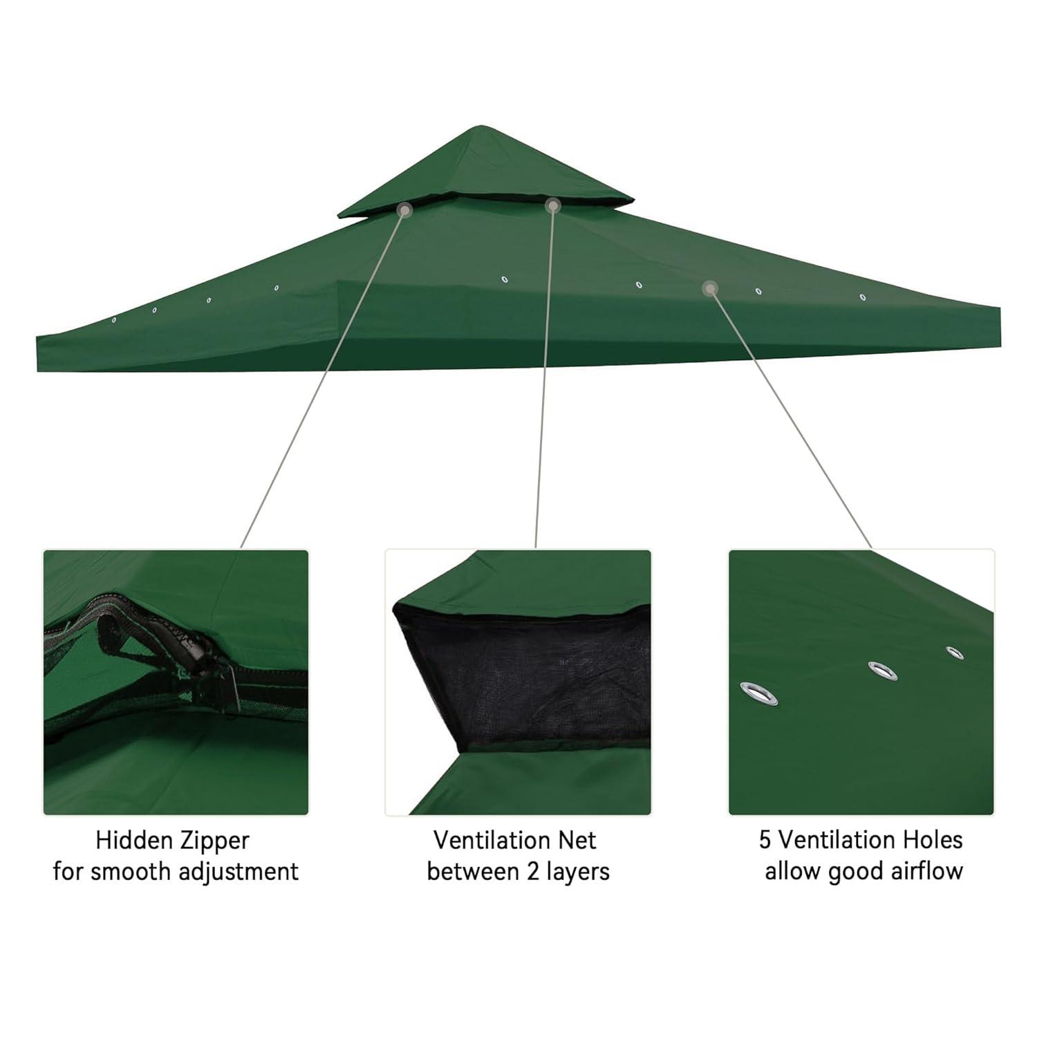 Yescom Yescom Canopy Top Replacement for 2-Tier Crescent TJSG081 Gazebo Outdoor Garden Yard Patio Cover