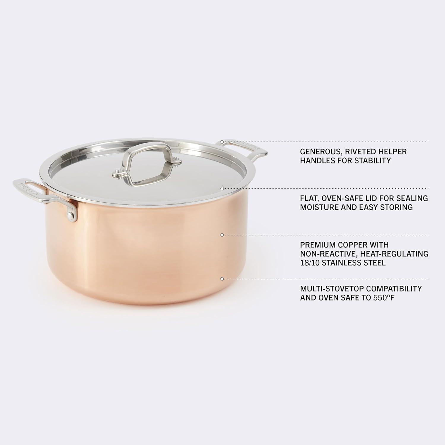 10" Copper and Stainless Steel Fry Pan with Riveted Handle