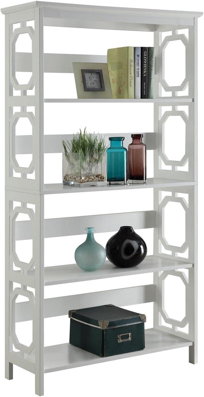 Convenience Concepts Omega Four-Shelf Bookcase in White Wood Finish