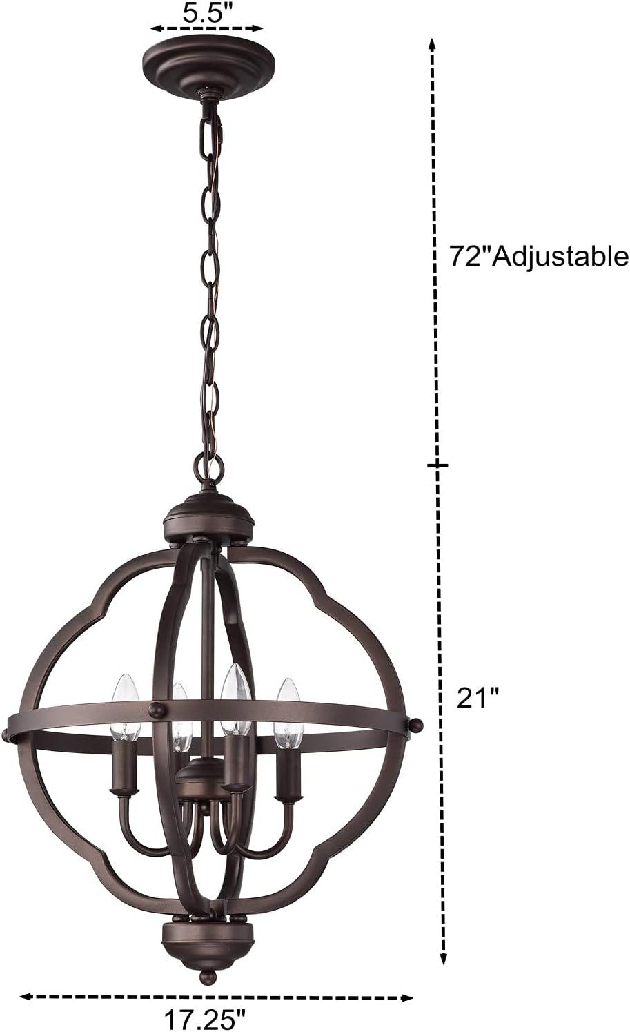 Farmhouse 4-Light Candelabra Pendant Lighting Oil Rubbed Bronze - 17.25*17.25*21-93