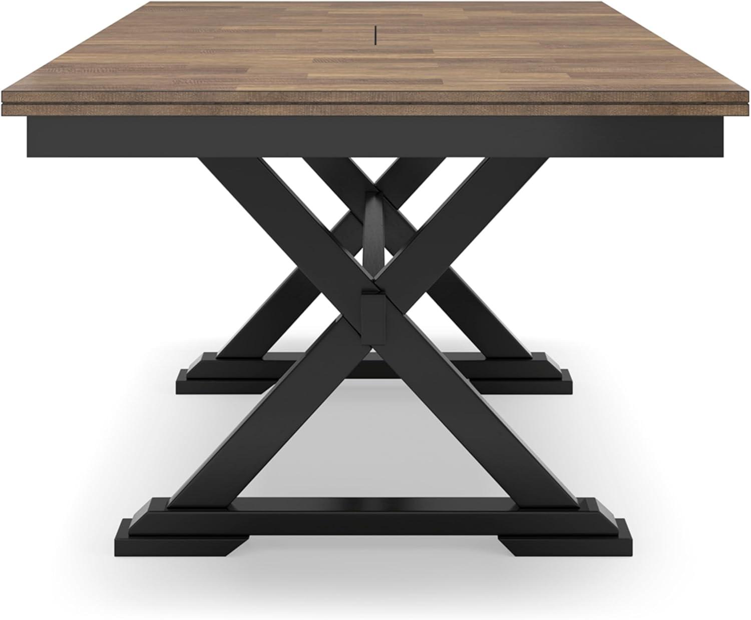 Black and Brown Extendable Farmhouse Dining Table with Butterfly Leaf