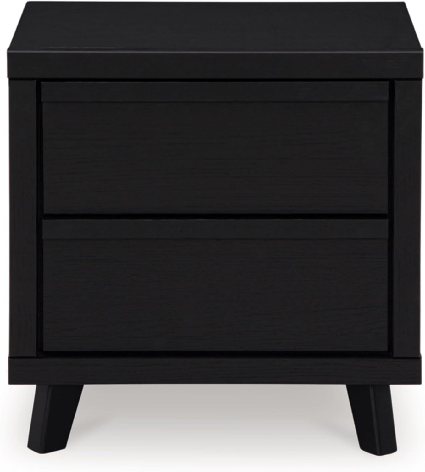 Signature Design by Ashley Danziar Modern 2 Drawers Nightstand with USB & Qi Charging Options, Black