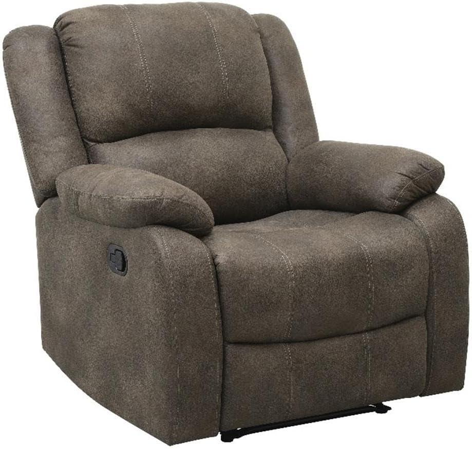 Lexicon Fairview Polished Microfiber Upholstered Manual Recliner in Brown