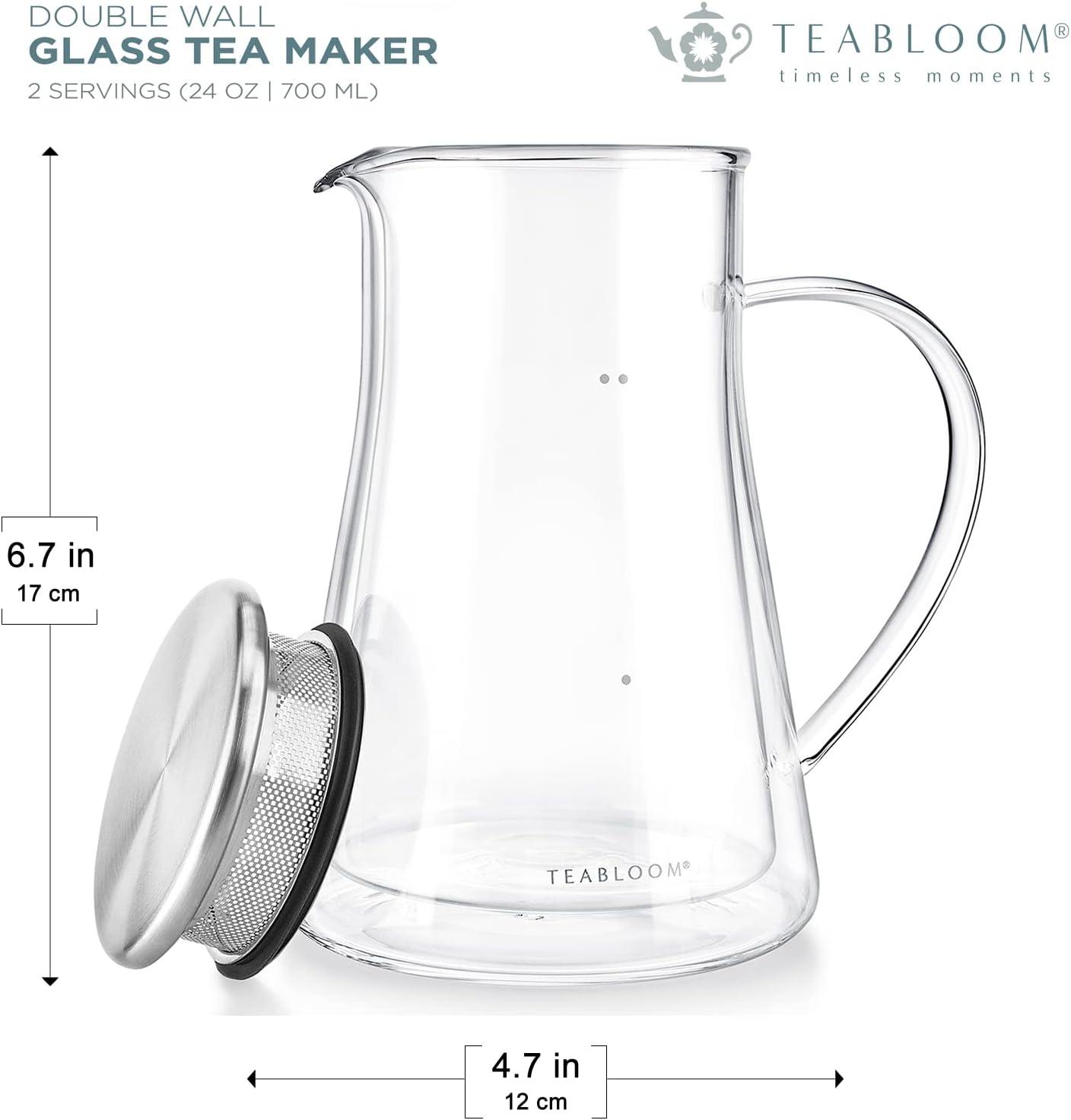 Milano Double-Walled Glass Teapot with Stainless Steel Filter Lid