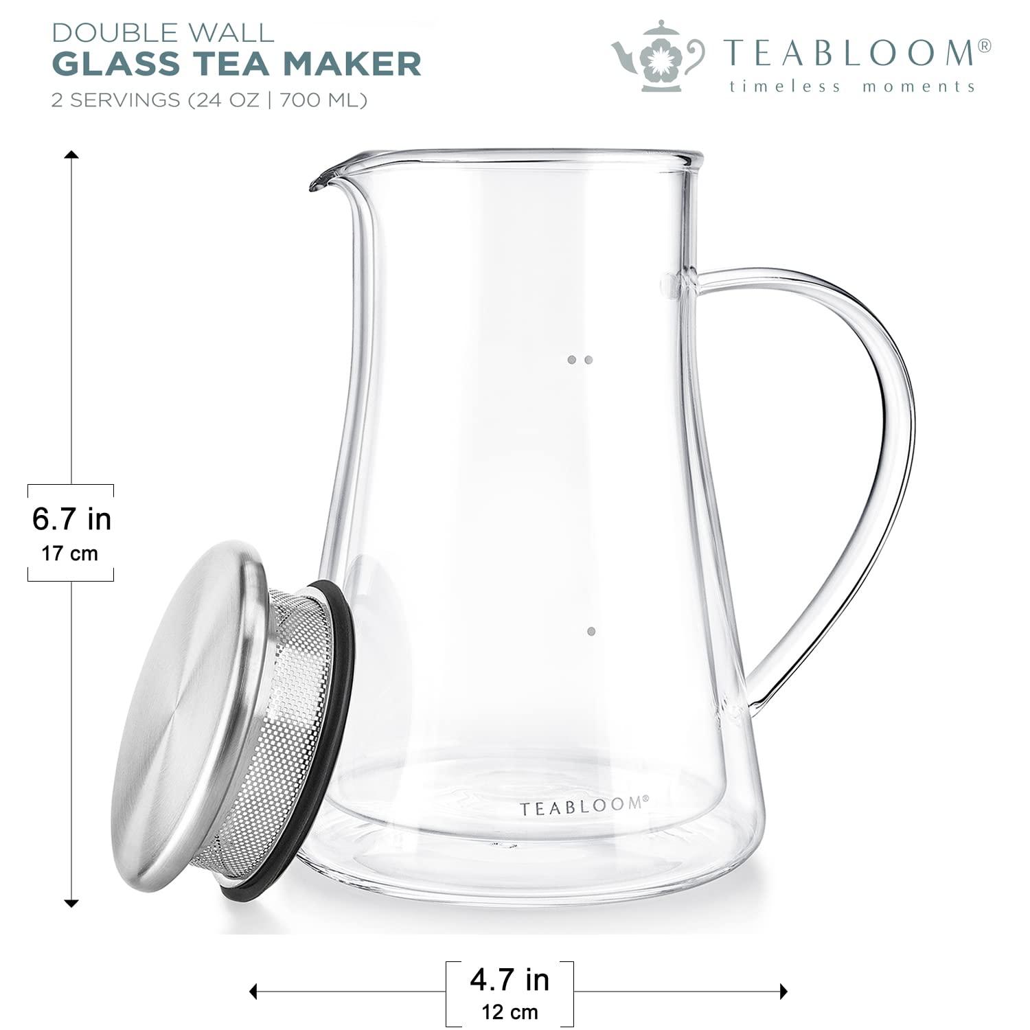 Milano Double-Walled Glass Teapot with Stainless Steel Filter Lid