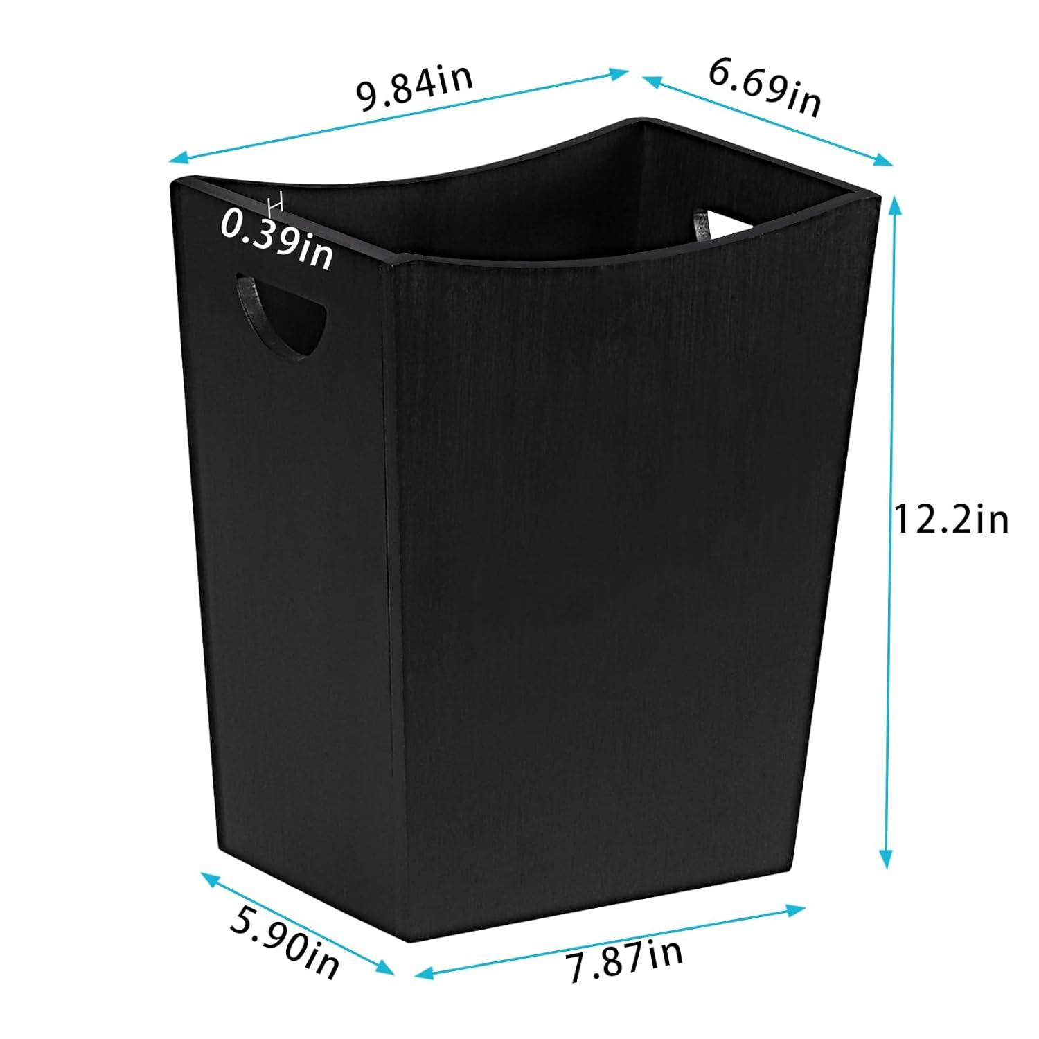 LIANTRAL Wood Trash Can Wastebasket, 2 Gallon Small Bathroom Garbage Can Wooden Waste Basket Trash Container Recycling Bin for Bathroom, Bedroom, Living Room, Office, Kitchen, Black