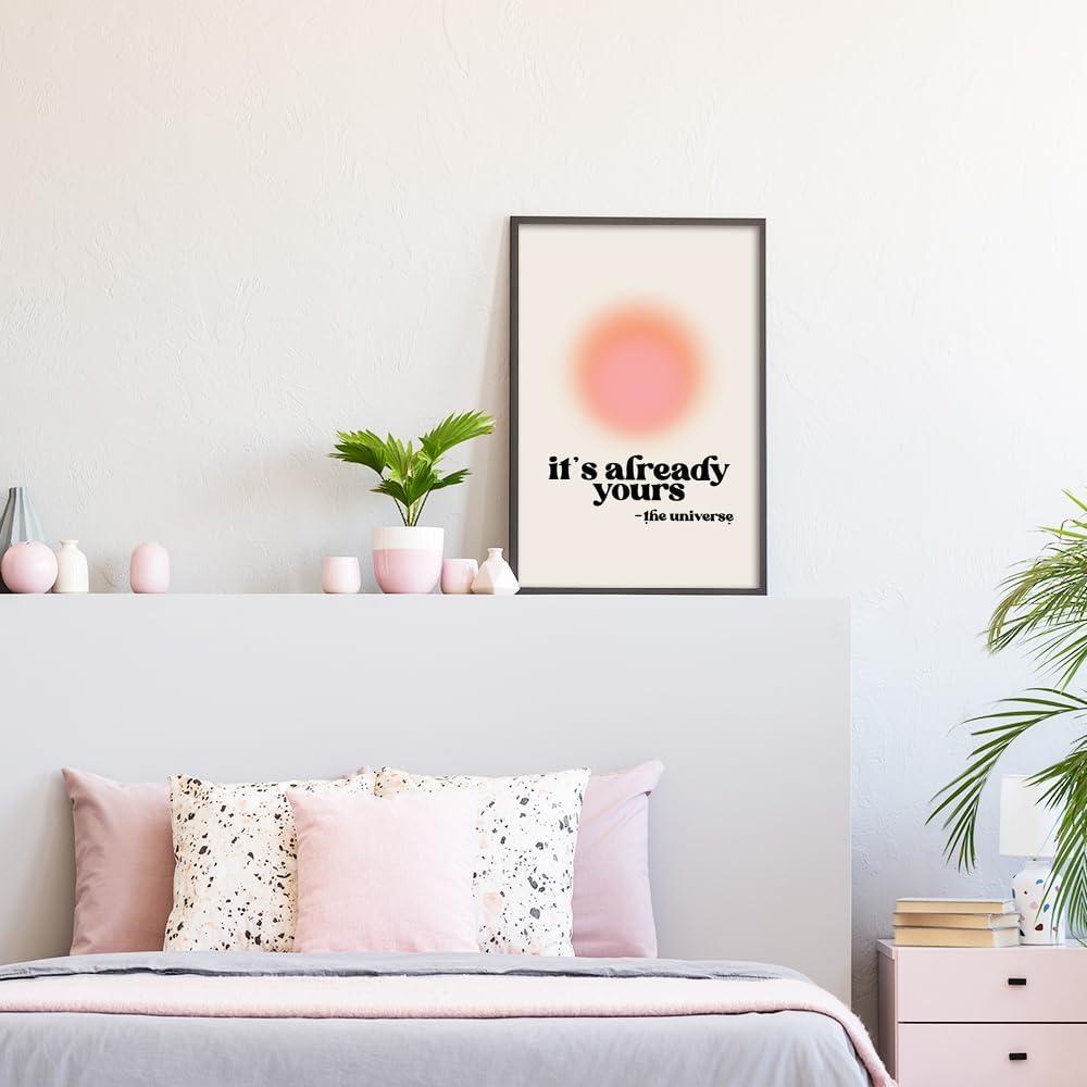 Colorful Aura Motivationa Canvas Wall Art It Is Already Yours The Universe Inspirational Poster Aesthetic Pink Aura Print Painting Spiritual Affirmation Danish Pastel Room Decor 16x24in Unframed