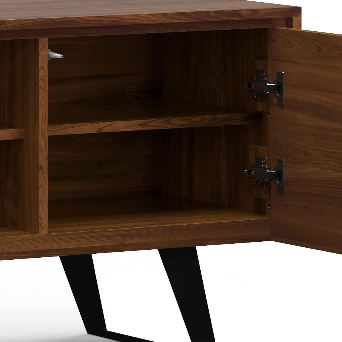 Simpli Home Lowry 63"W Solid Wood Modern Industrial TV Stand for TVs up to 70" with Storage