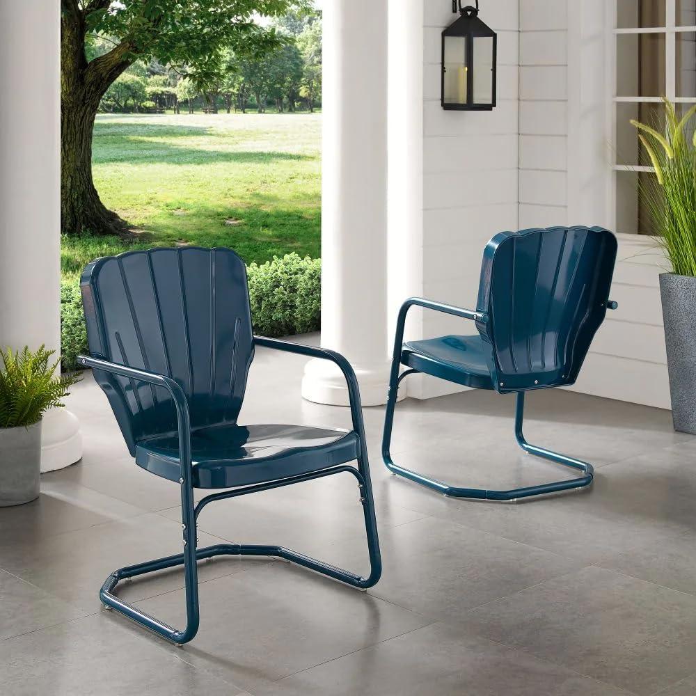 Ridgeland Metal Chair, Navy Gloss - Set of 2, 34.25 x 19.5 x 23.25 in.