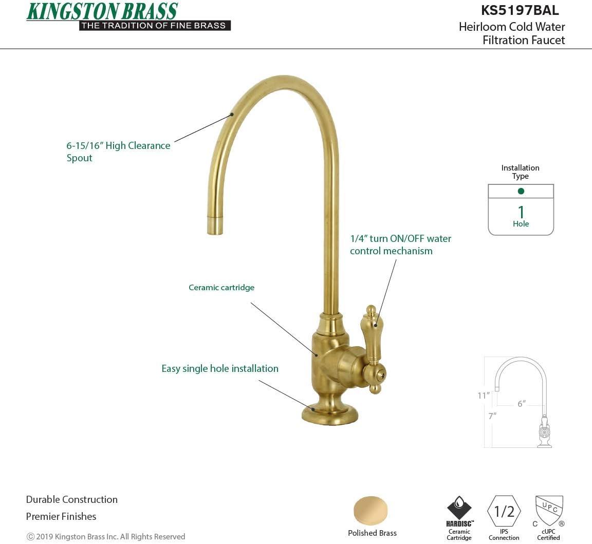 Kingston Brass Heirloom Single-Handle 1-Hole Deck Mount Water Filtration Faucet