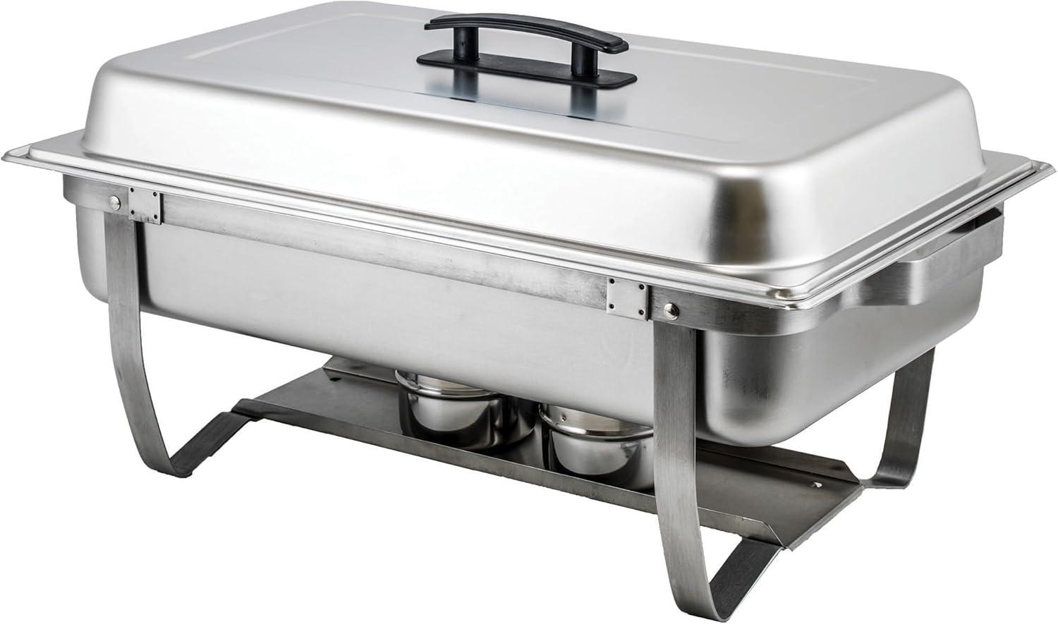 Full-Size Silver Stainless Steel Catering Chafer with Plastic Handle