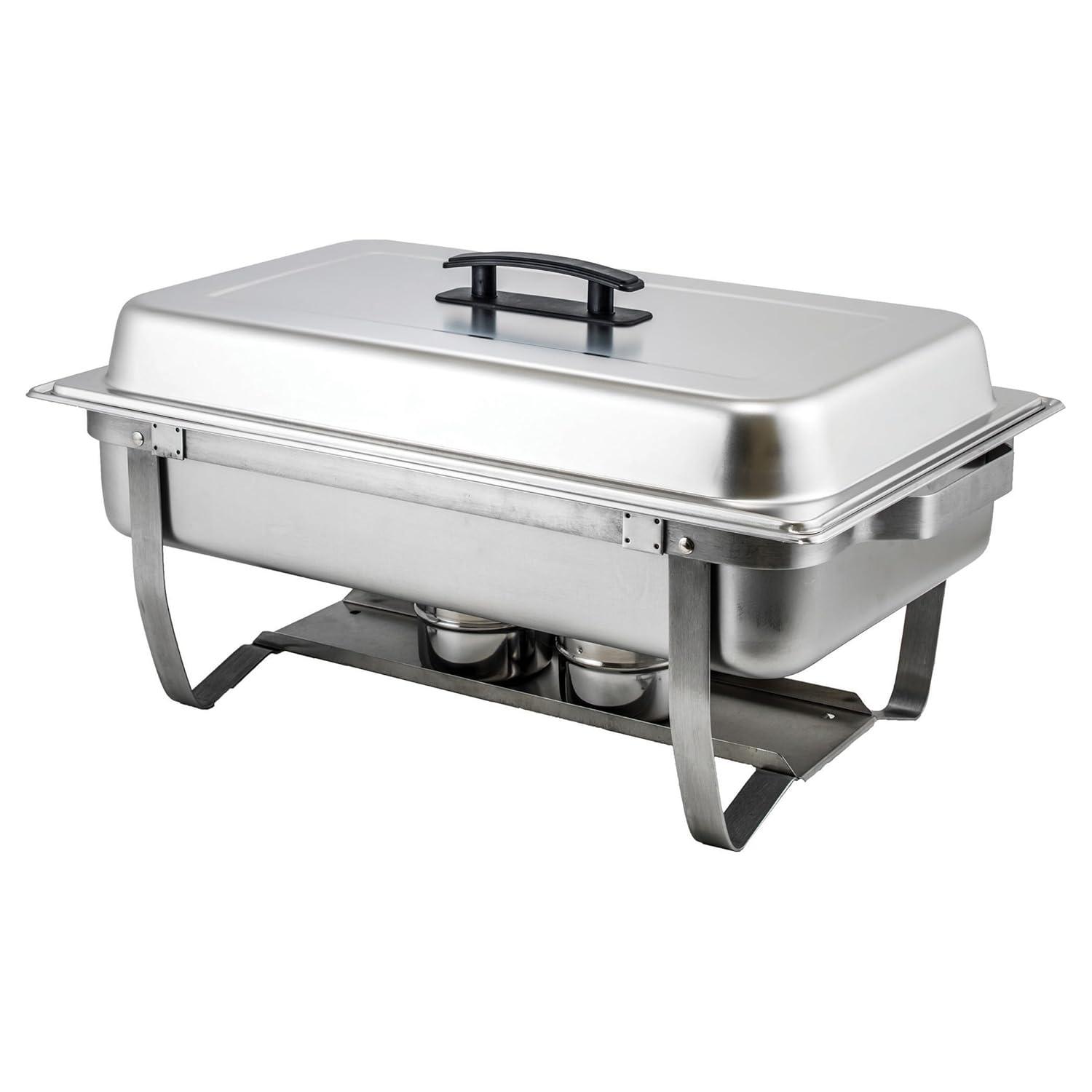 Full-Size Silver Stainless Steel Catering Chafer with Plastic Handle