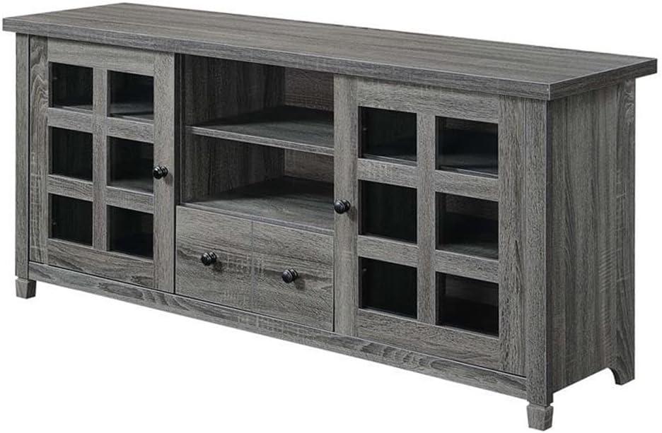 Newport Grace 60" Weathered Gray TV Stand with Enclosed Cabinets