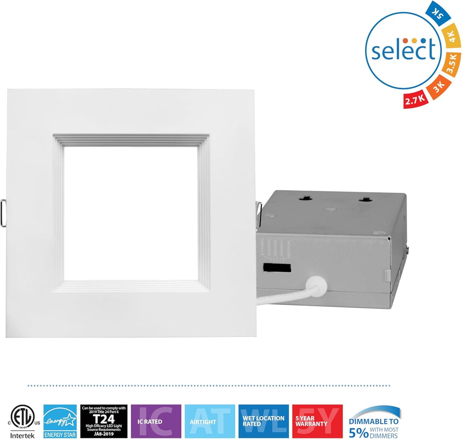 RELS 6'' Selectable Color Temperature Dimmable Air-Tight IC Rated LED Canless Recessed Lighting Kit