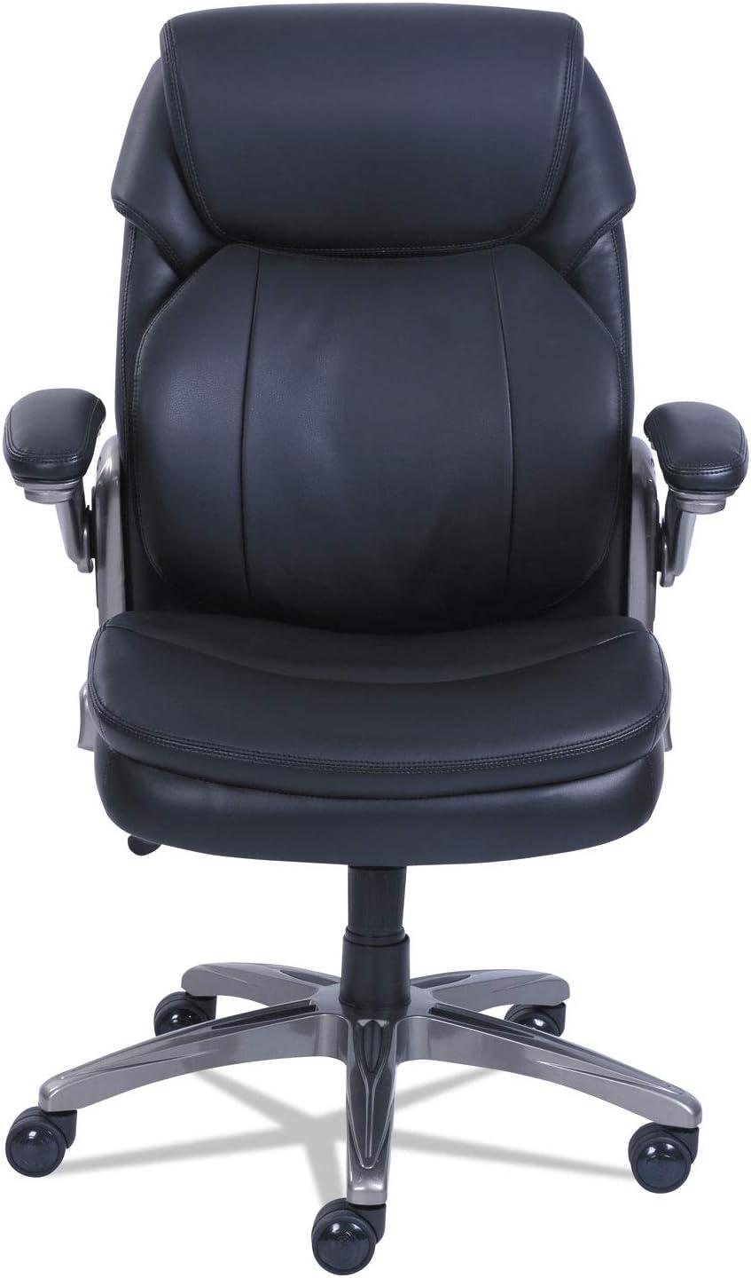 SertaPedic Black Leather Executive Swivel Chair with Adjustable Arms