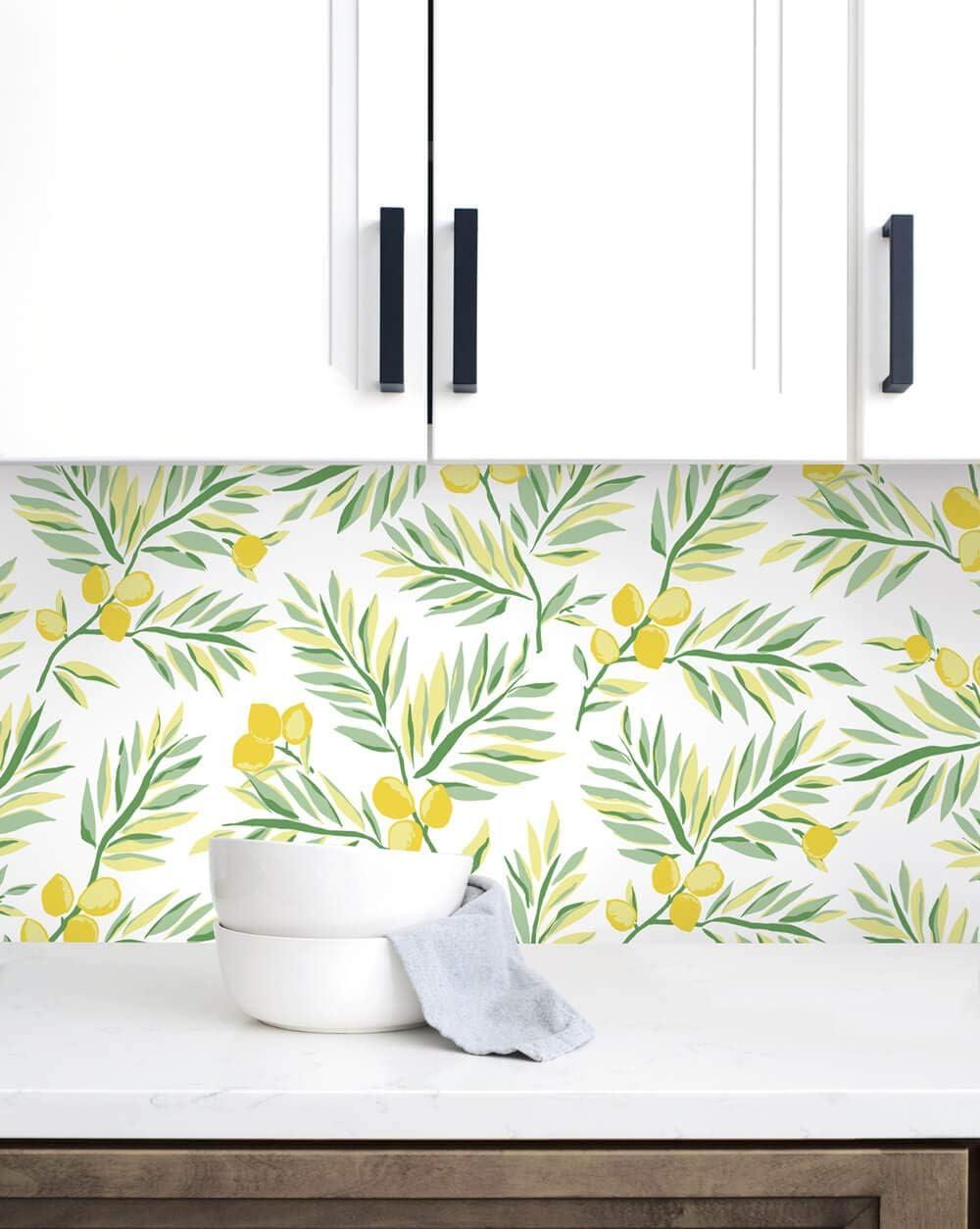 NextWall Lemon Branch Peel and Stick Wallpaper