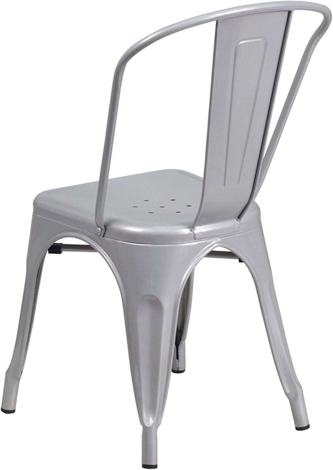 Flash Furniture Commercial Grade Silver Metal Indoor-Outdoor Stackable Chair