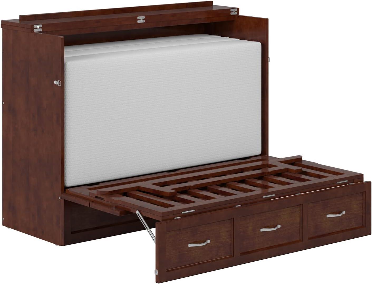 Full Deerfield Murphy Bed Chest with Charger Walnut - AFI: Bedroom Furniture, No Box Spring Needed