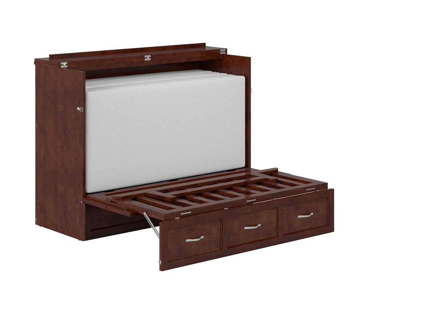 Full Deerfield Murphy Bed Chest with Charger Walnut - AFI: Bedroom Furniture, No Box Spring Needed