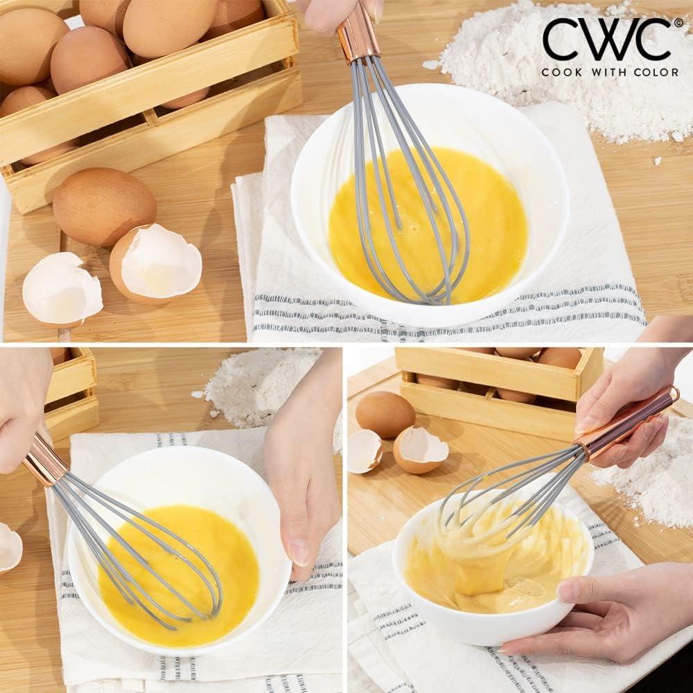 Stainless Steel Wire Whisk Set Silicone Whisks for Cooking, Stainless Steel Wire Whisk Set of Two , Heat Resistant Kitchen Whisks.