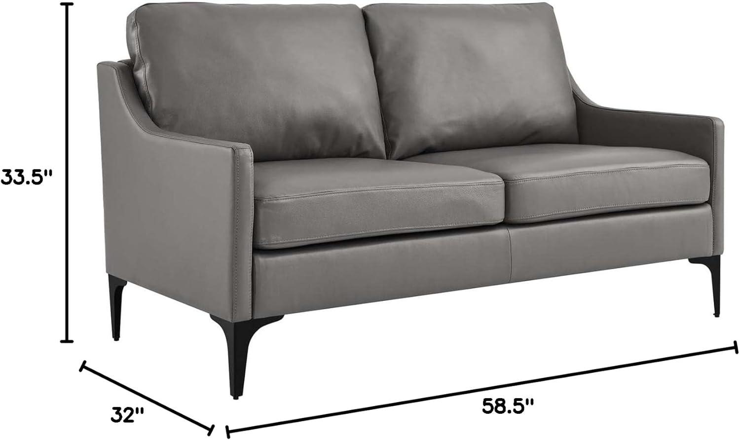 Corland Leather Loveseat Gray