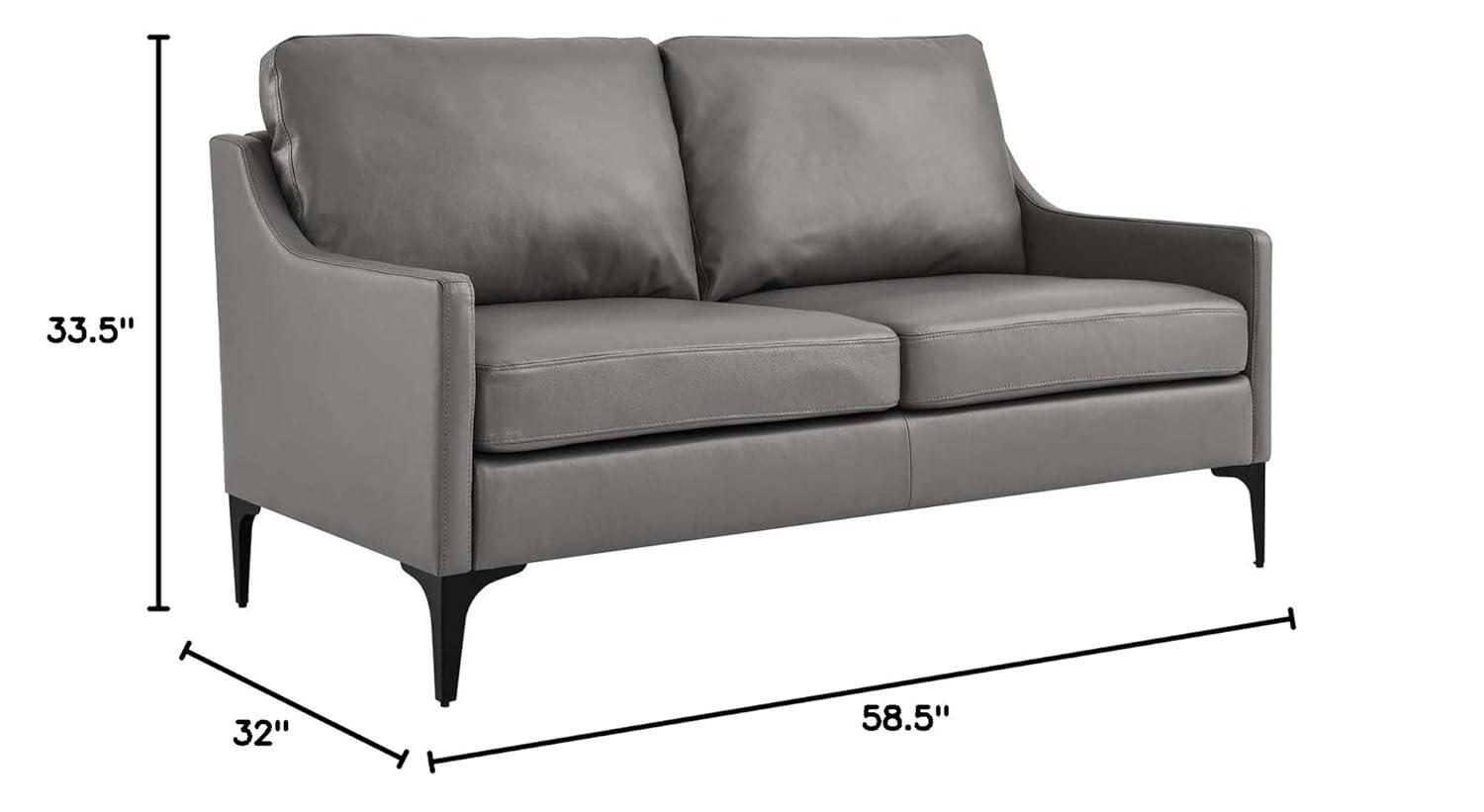 Corland Leather Loveseat Gray