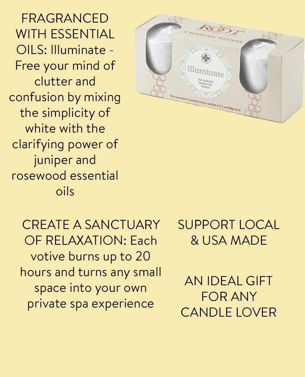 Root Candles Seeking Balance Aromatherapy Illuminate Votive Candle (Set of 3)