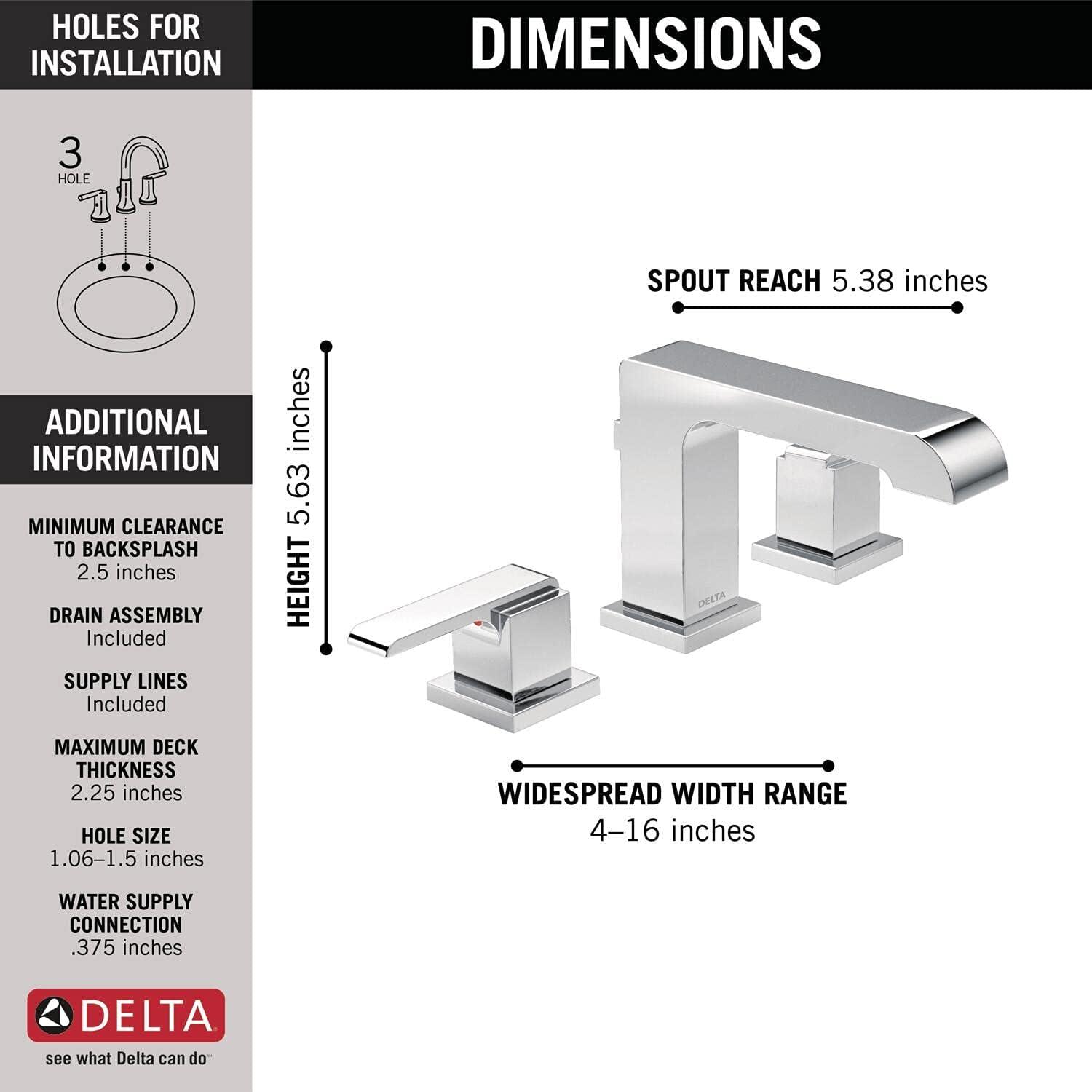 Ara Widespread Bathroom Faucet 3 Hole, 2-handle Bathroom Sink Faucet with Drain Assembly