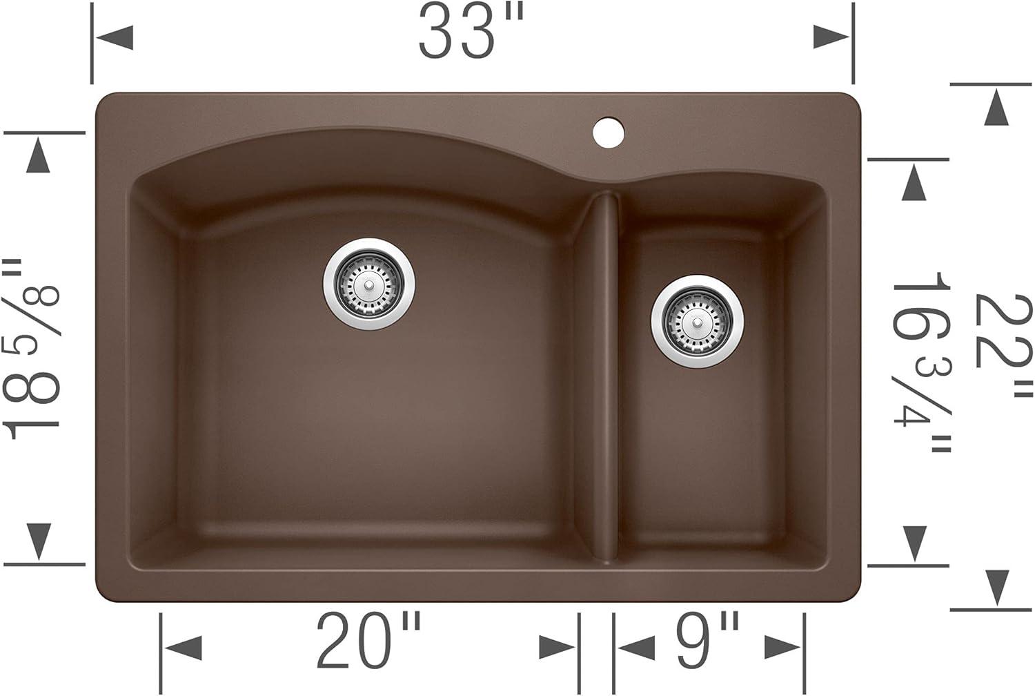 Diamond Silgranit 33" L x 22" W Double Basin Drop-In/Undermount Sink