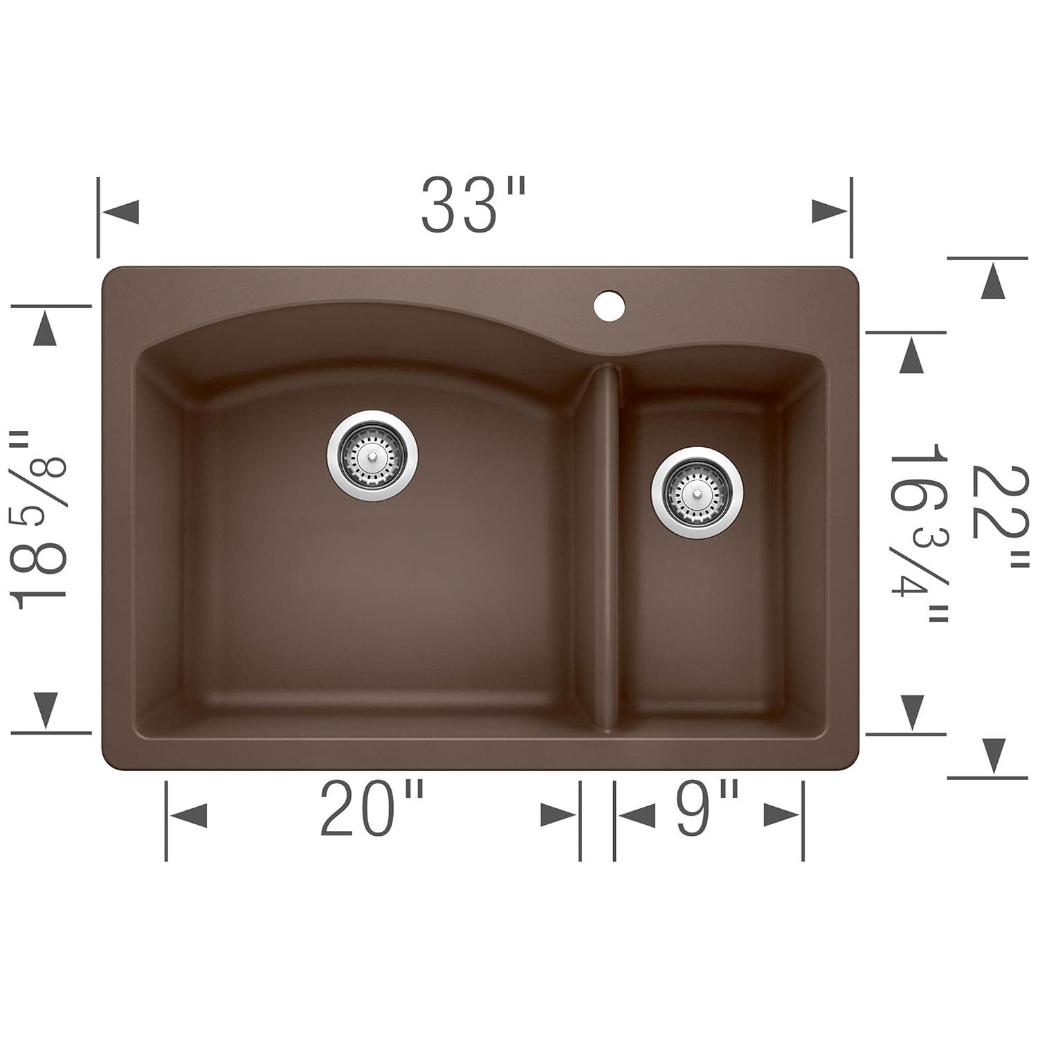 Diamond Silgranit 33" L x 22" W Double Basin Drop-In/Undermount Sink