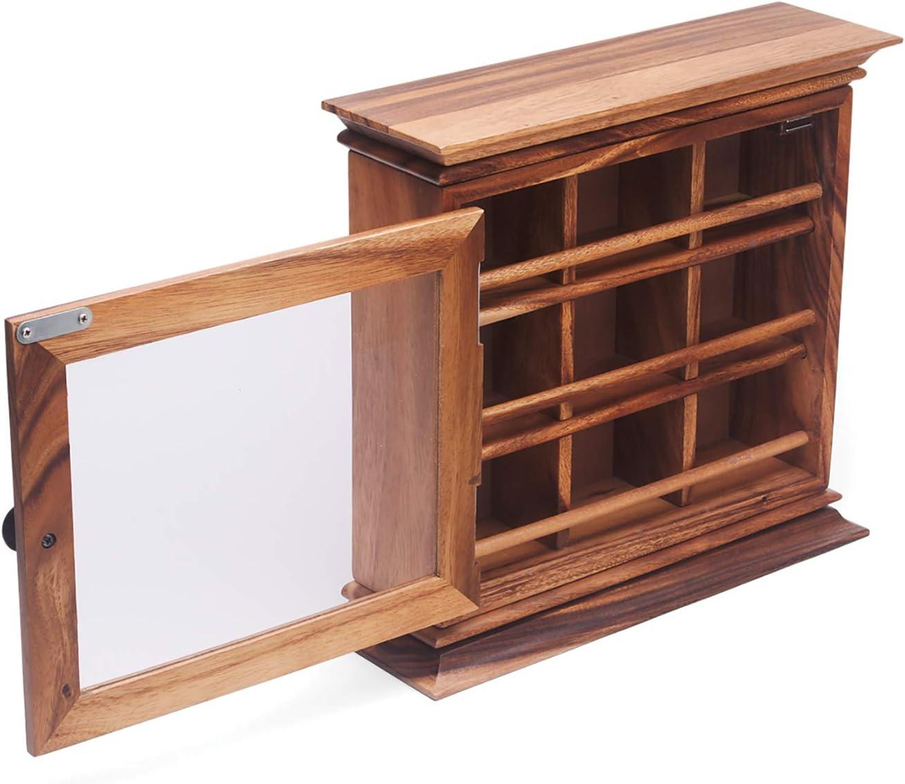 Ironwood Gourmet Acacia Wood Hanging Tea Chest with Glass Door