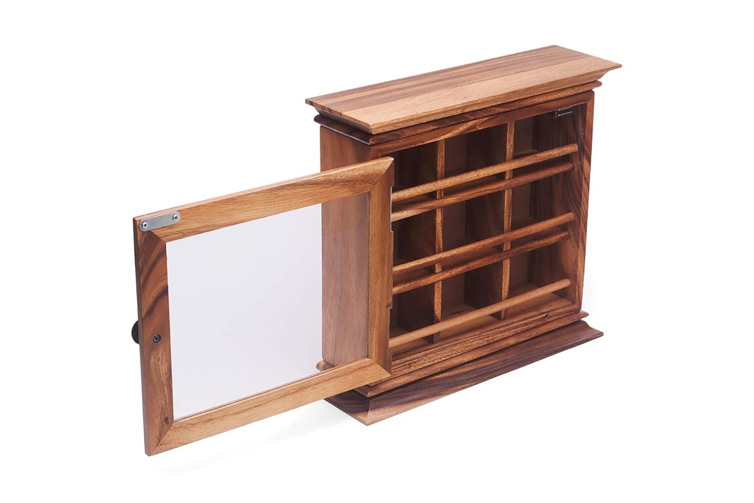 Ironwood Gourmet Acacia Wood Hanging Tea Chest with Glass Door