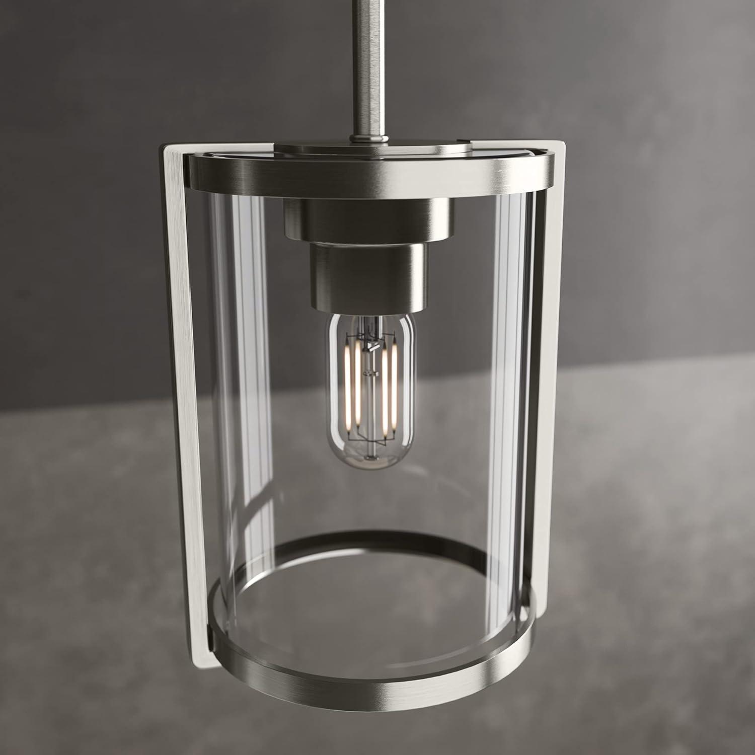 Astwood Clear Glass Mini Pendant Ceiling Light Fixture Silver - Hunter Fan: UL Listed, Adjustable Height