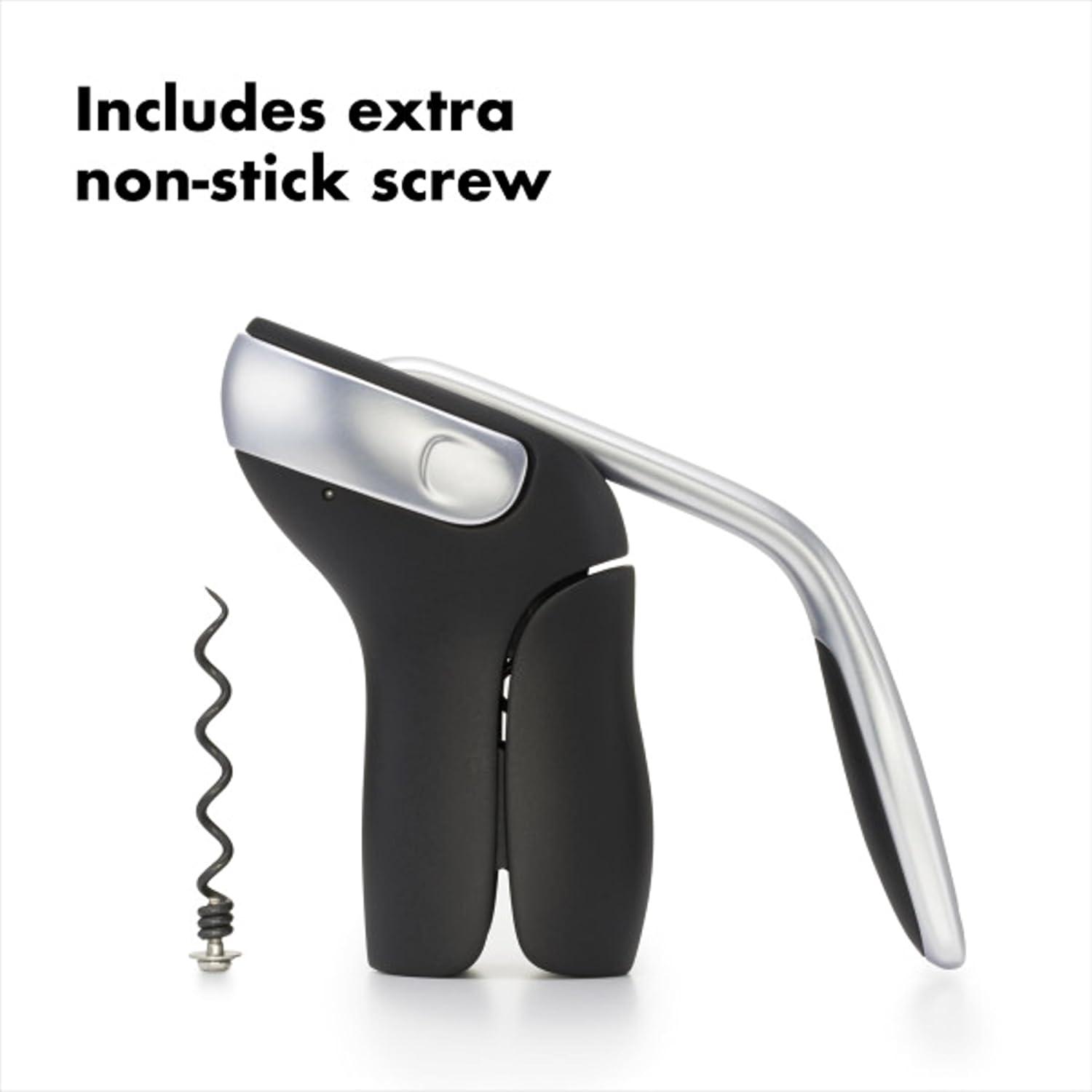 Black and Silver Stainless Steel Vertical Lever Corkscrew