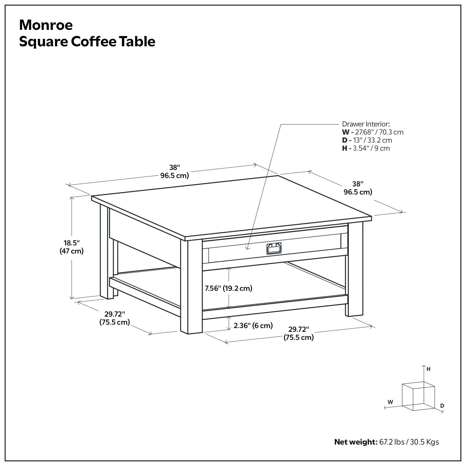 Simpli Home Monroe SOLID ACACIA WOOD 38 inch Wide Square Rustic Coffee Table in Distressed Charcoal Brown
