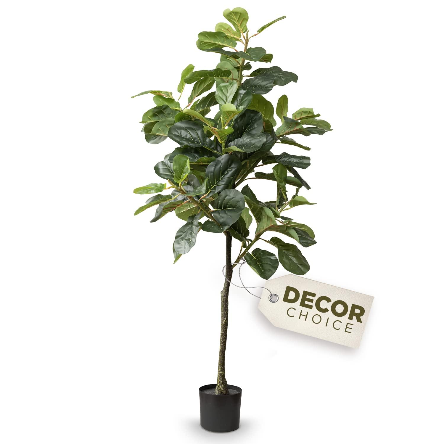 Elegant 59" Faux Fiddle Leaf Fig in Sleek Black Pot