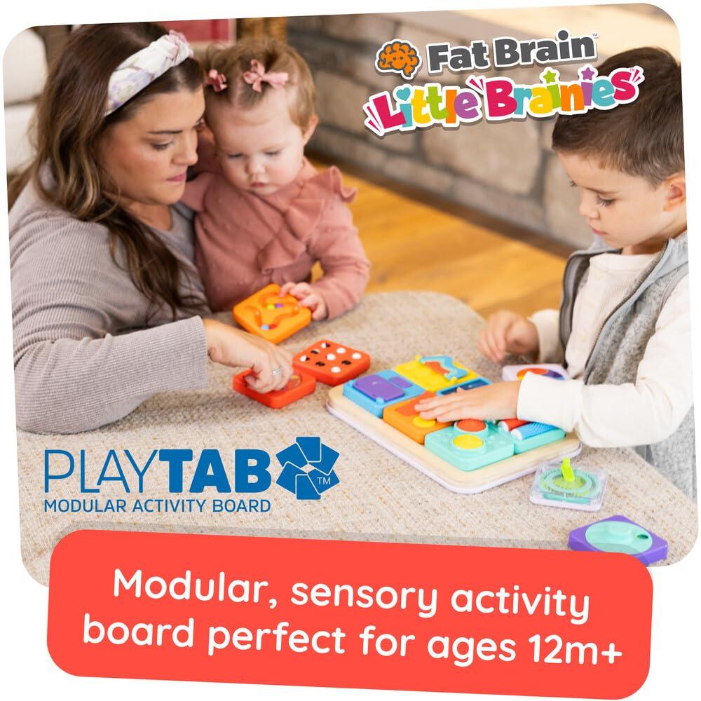 Fat Brain Toys PlayTab Essentials, Modular Sensory Activity Board for Babies and Toddlers Ages 12 Months+