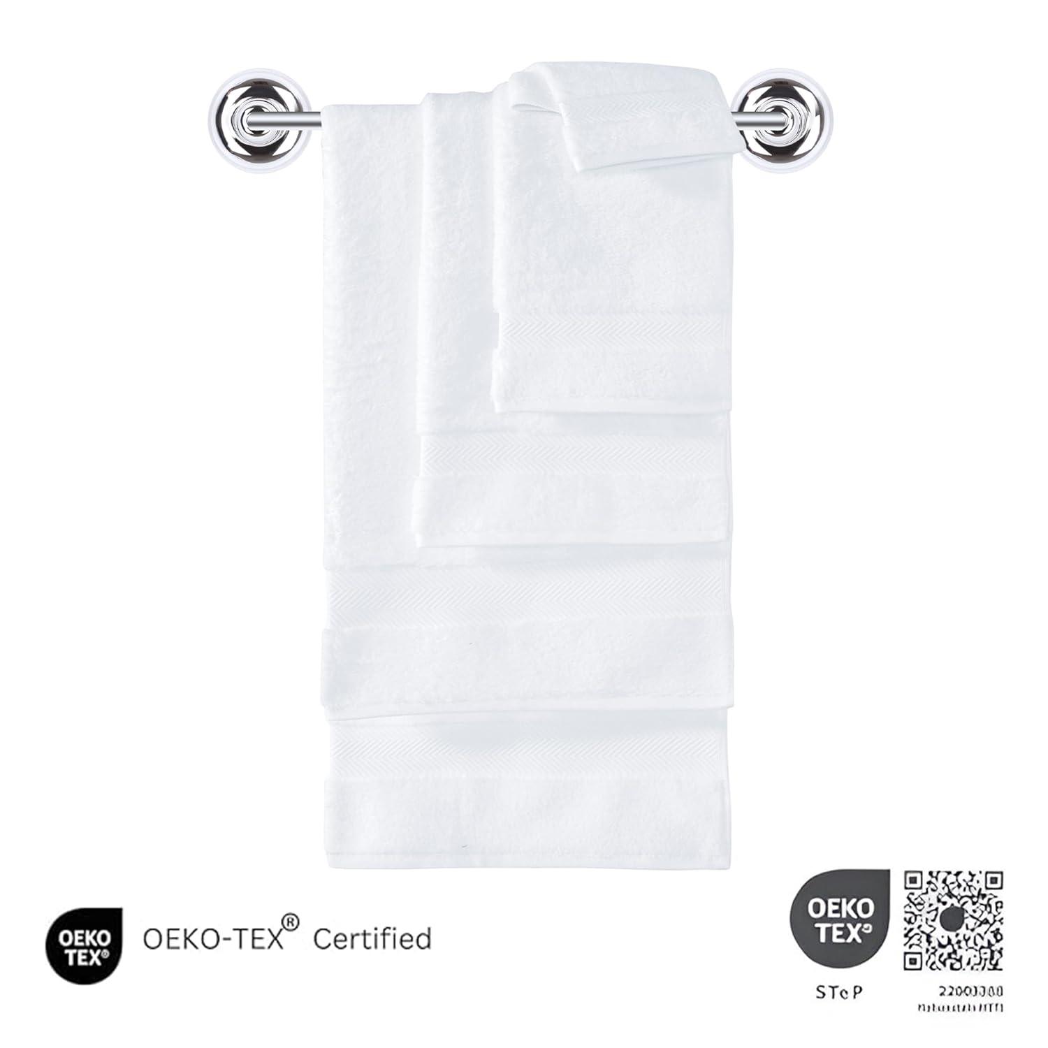Classic Turkish Towels CTT - Luxury 6 Piece Towel Set, 100% Turkish Cotton, Quick Drying, Highly Absorbent & Comfy, Includes 2 Bath Towels, 2 Hand Towels & 2 Washcloths | (White)