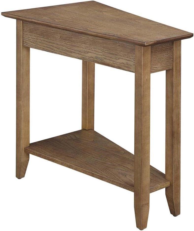 Driftwood Triangular Wood End Table with Shelf, 24" x 16" x 24"