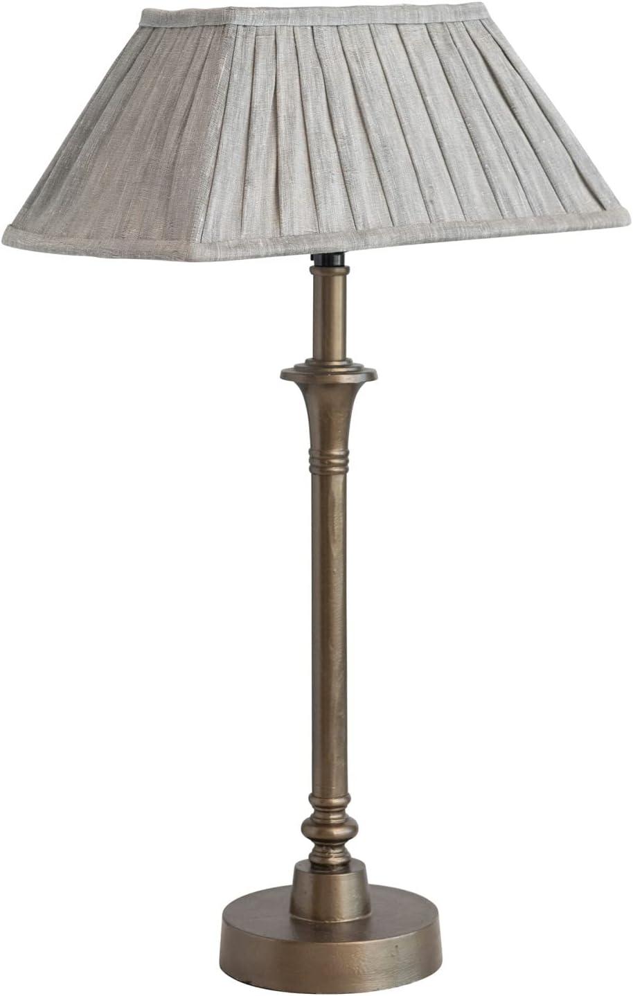 Creative Co-Op Metal Table Lamp with Pleated Linen Shade, Brass and Grey