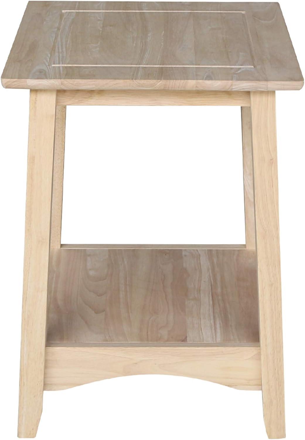 Bombay Tall End Table Unfinished - International Concepts: Hardwood, Square, Fixed Shelf